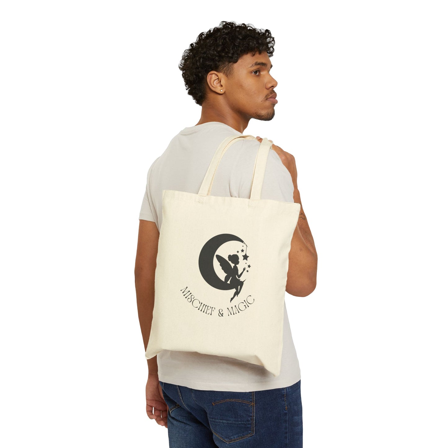Mischief & Magic Fairy Moon Design Canvas Tote Bag
