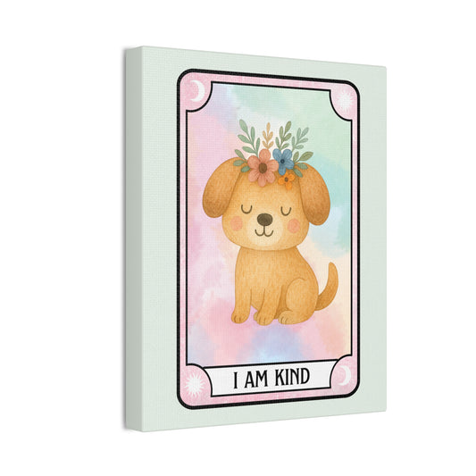 I Am Kind Puppy Canvas Wall Art — Tarot Card