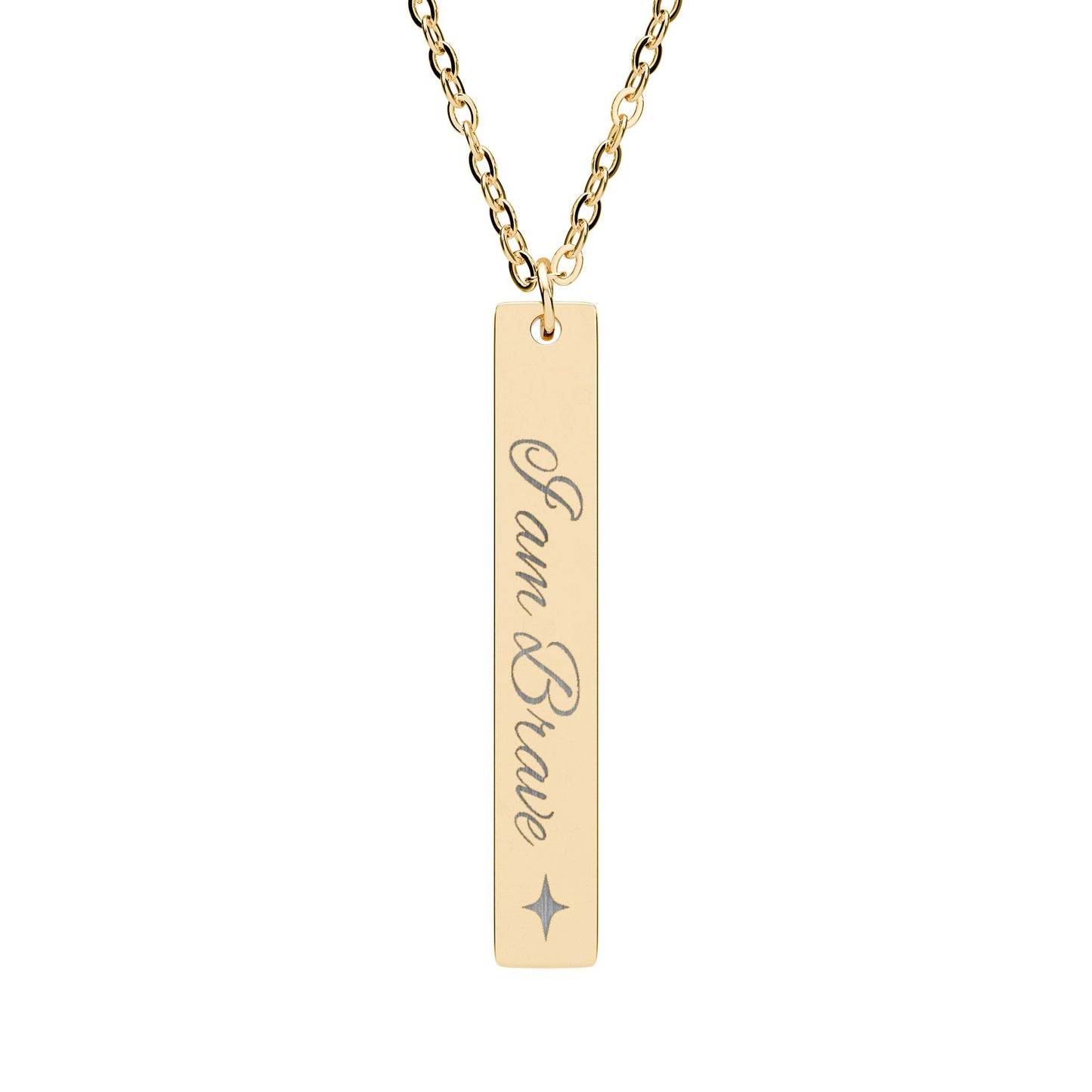 Brave Engraved Vertical Bar Necklace — I am Brave