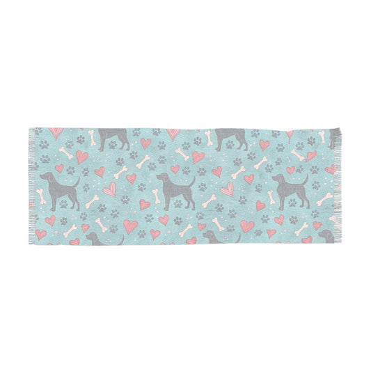 Dog Print Light Scarf — Cute Hearts, Bones & Paw Pattern