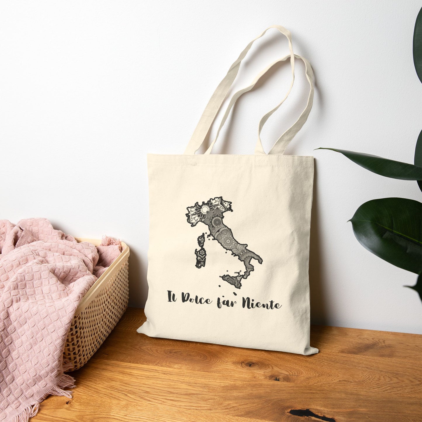 Il Dolce Far Niente Cotton Canvas Tote Bag - Italian Design