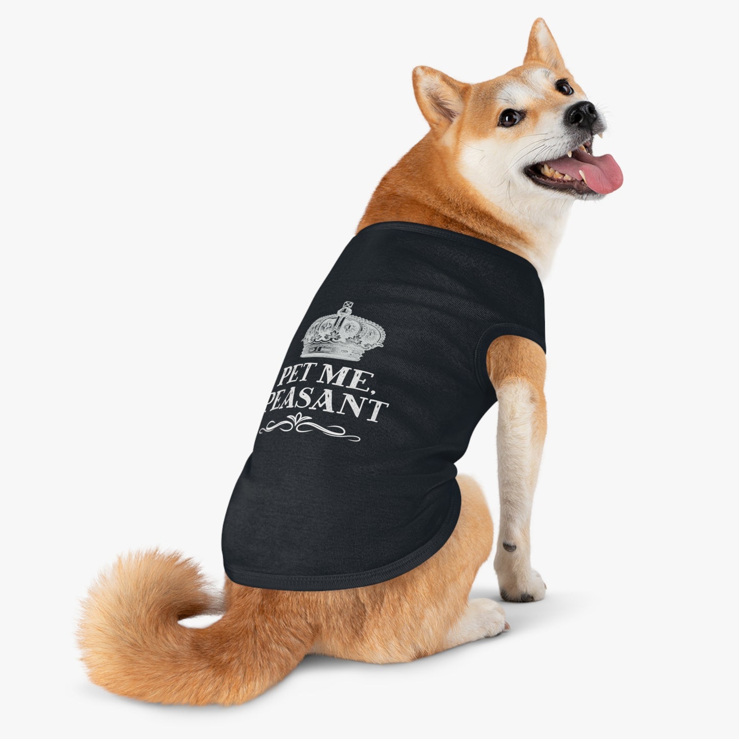 Crown Dog Shirt — "Pet Me, Peasant" in Black