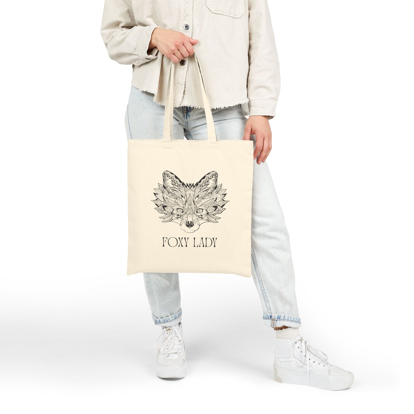 Foxy Lady Canvas Tote Bag - Strong Woman Fox Design Eco-Friendly