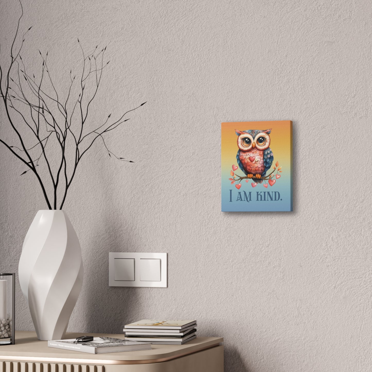 Kind Owl Canvas Print — "I Am Kind" Inspirational Wall Art