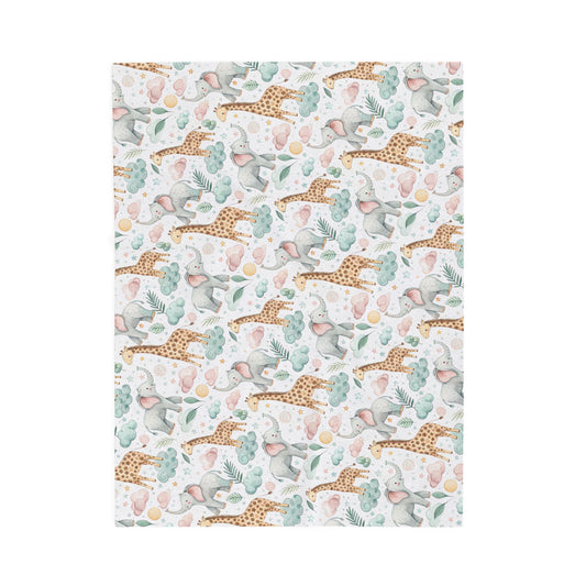Giraffe and Elephant Baby Blanket