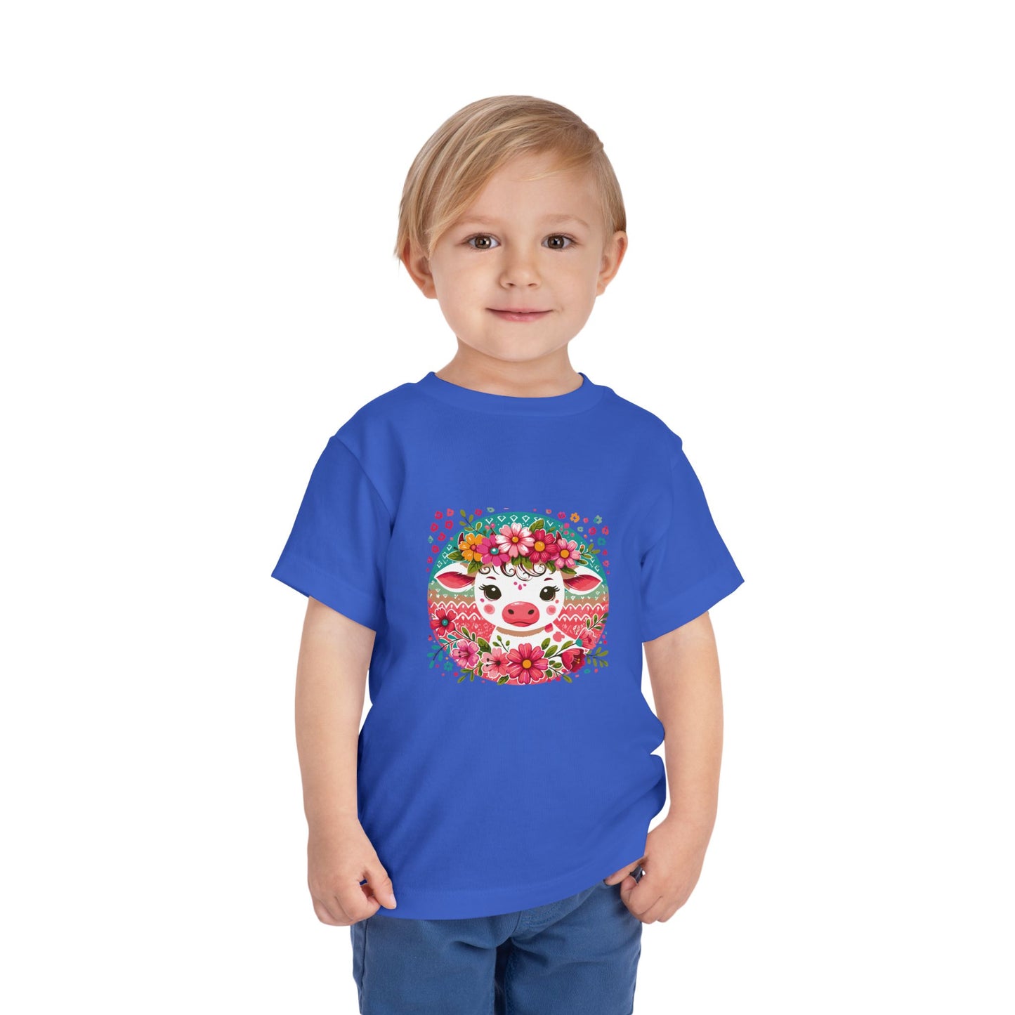 Floral Baby Cow Toddler Tee, Cute Kids Shirt, Spring Outfit, Baby Gift, Toddler Summer Shirt, Fun Animal Tee, Adorable Children's Apparel