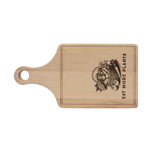 Rustic Wooden Cutting Board — "Eat More Plants" Vegan Kitchen Gift
