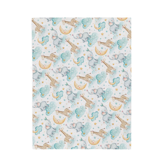 Moon Elephant and Giraffe Baby Blanket
