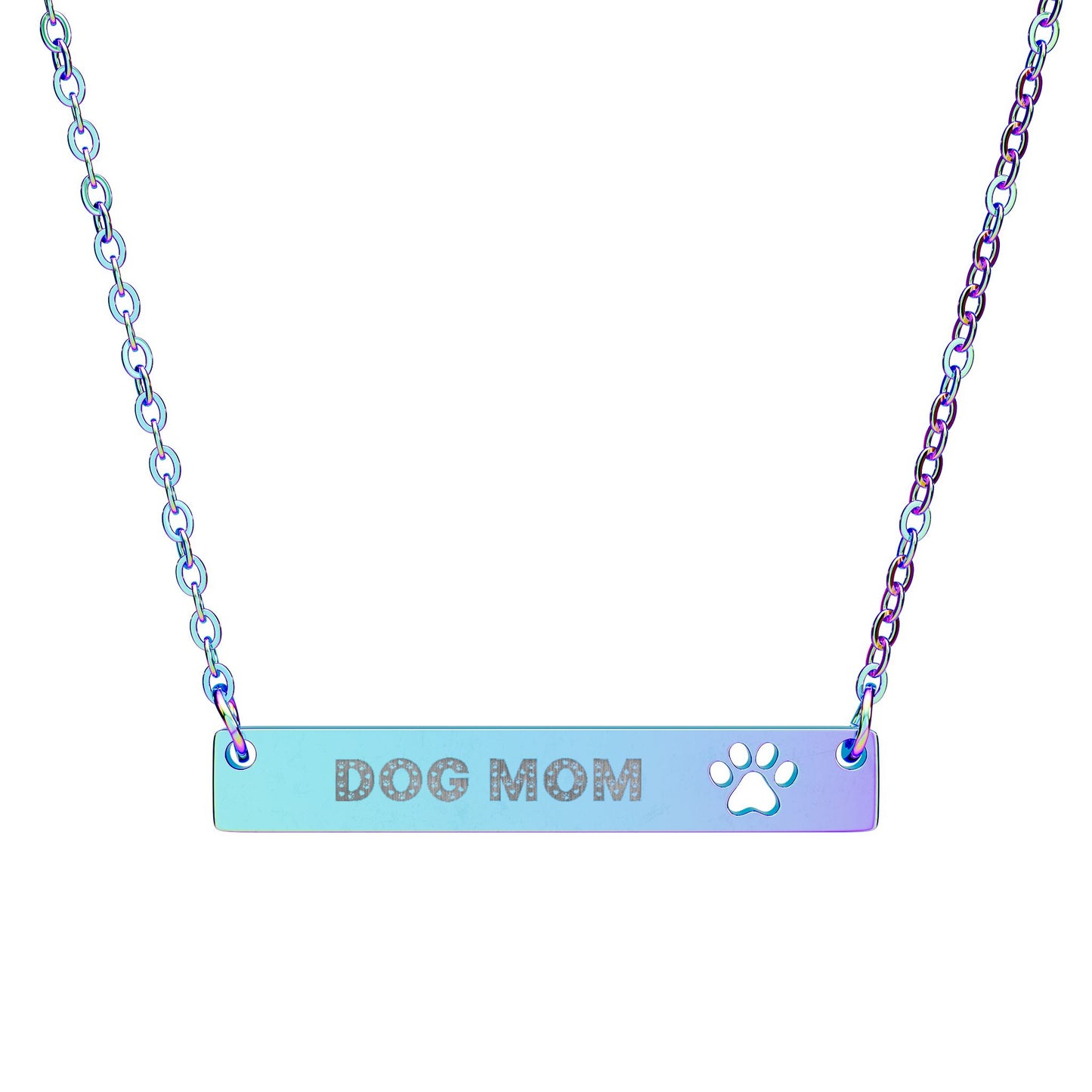 Dog Mom Necklace Cutout Paw Bar