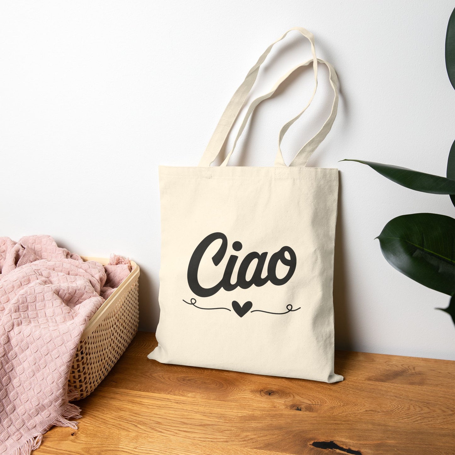 Ciao Italian Cotton Canvas Tote Bag, Eco-Friendly Shopping Bag, Gift for Her, Reusable Grocery Tote, Beach Bag, Travel Accessories