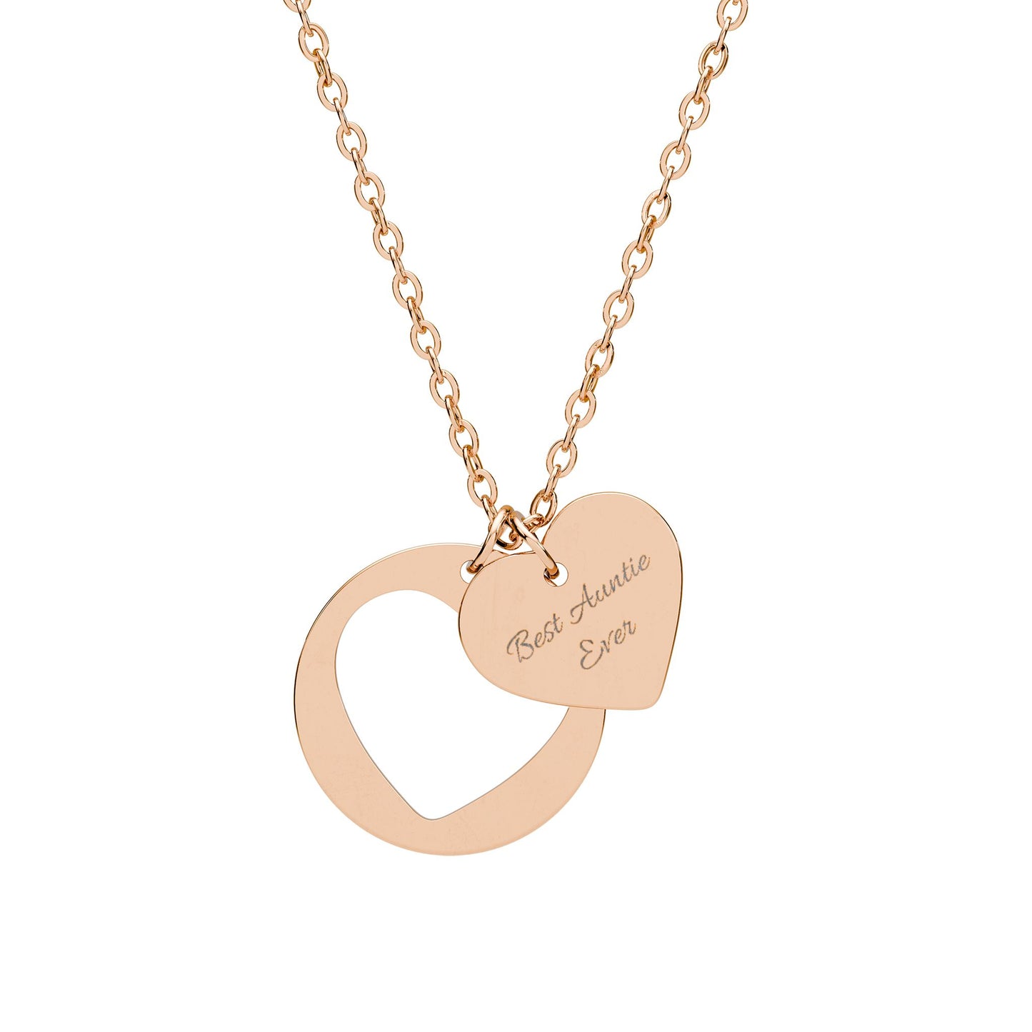 Engraved Heart Cutout Necklace — "Best Auntie Ever" Birth Announcement & Baby Shower Gift