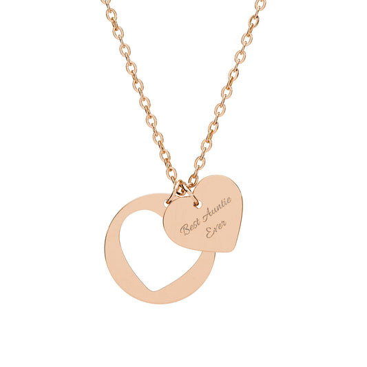Engraved Heart Cutout Necklace — "Best Auntie Ever" Birth Announcement & Baby Shower Gift