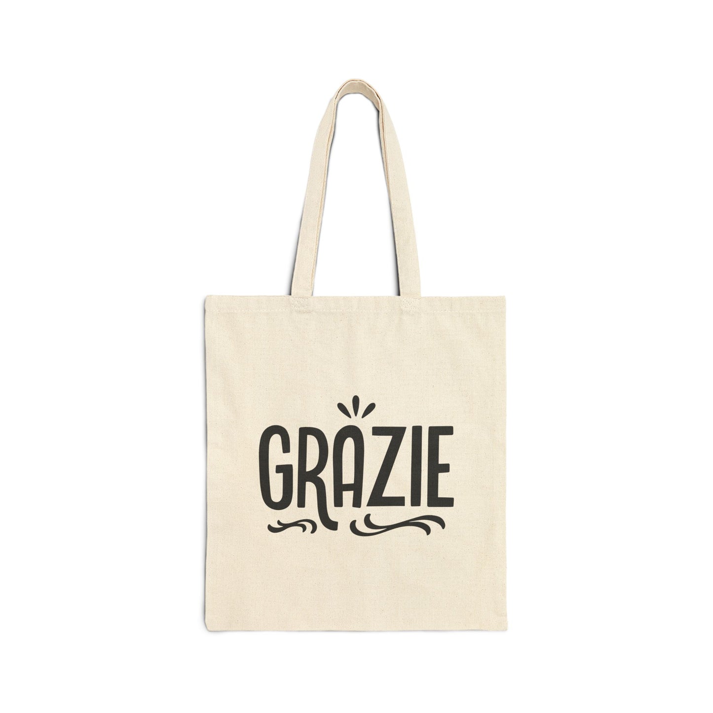 Grazie Italian Thank You Cotton Canvas Tote Bag, Eco-Friendly Shopping Bag, Gift for Friends, Reusable Grocery Tote, Stylish Market Bag, Personalized Tote