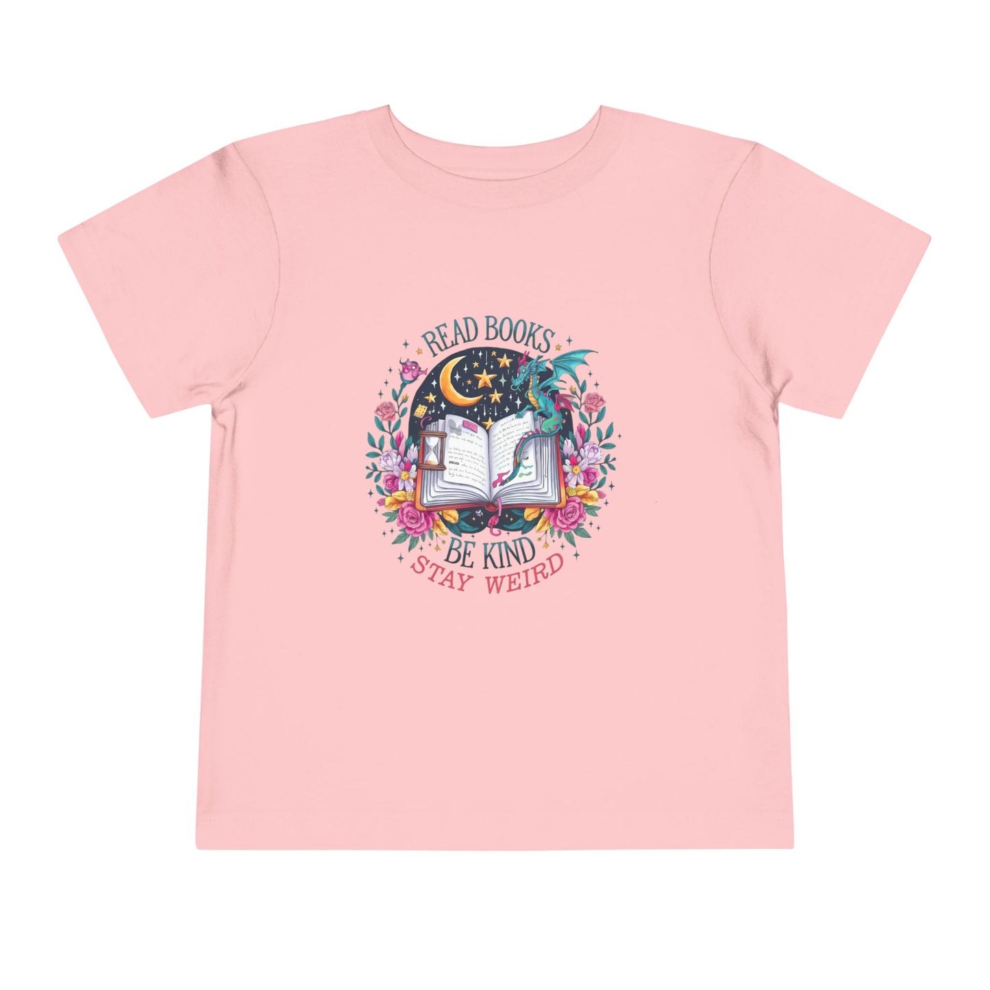 Charming Storybook Toddler T-Shirt "Read Books, Be Kind, Stay Weird"| Cute Kids Tee, Fantasy Gifts, Reading Themed Shirt, Toddler Outfit, Fun Apparel