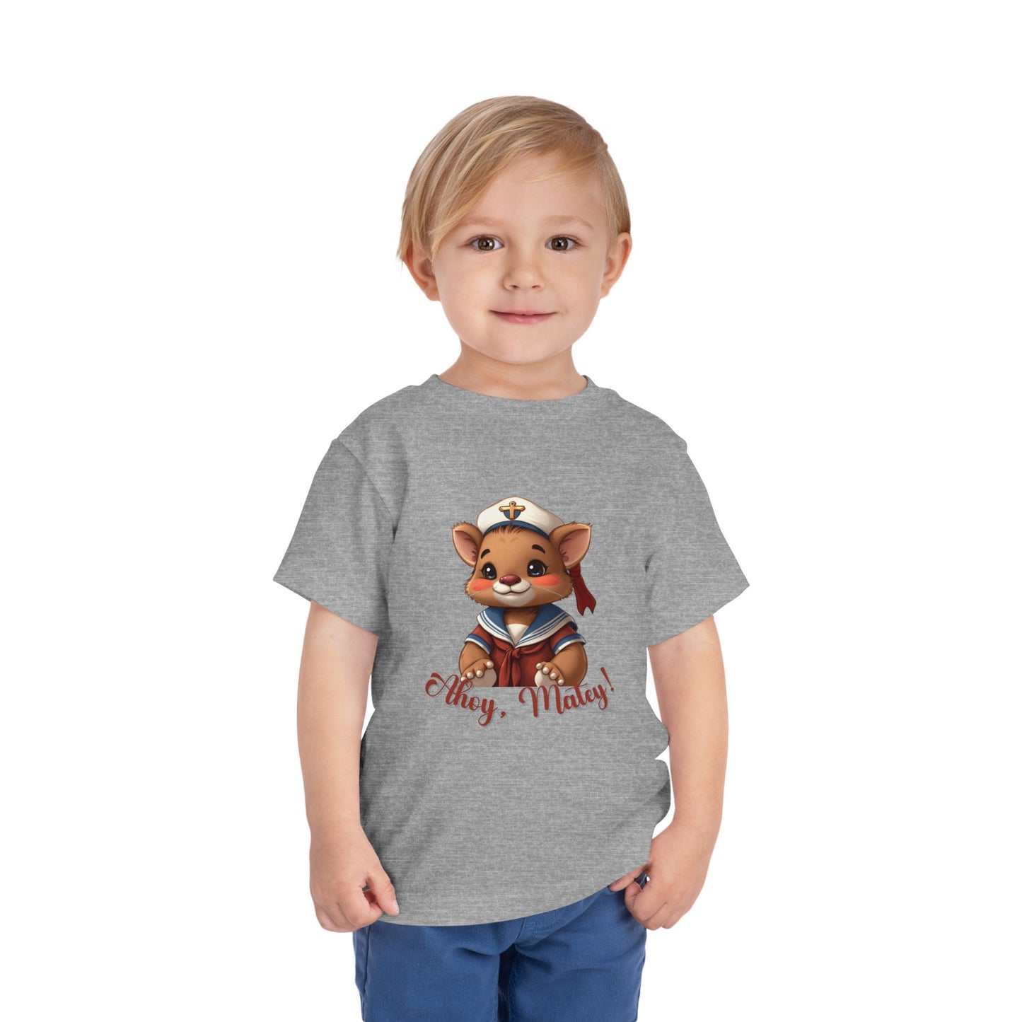 Ahoy Matey Nautical Animal Toddler Sailor Tee, Adorable Kids T-Shirt, Nautical Baby Shirt, Fun Toddler Apparel, Hey, Matey! Gift for Children