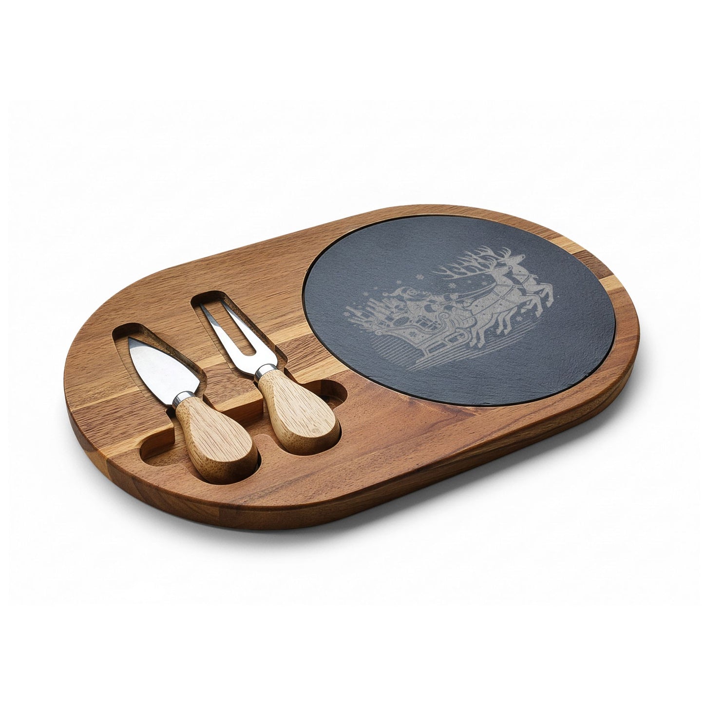 Engraved Charcuterie Board with Cheese Knives Wine Country Christmas – Perfect Holiday Gift