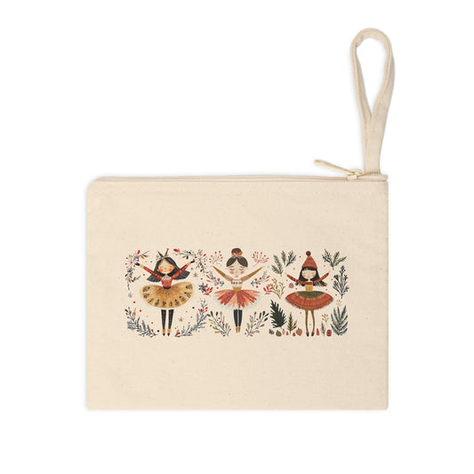 Nutcracker Ballet-Inspired Scandinavian Folk Art Accessory Zipper Pouch, Dance Gift for Ballerinas, Cute Makeup Bag, Art Supplies Holder, Girls' Birthday Present