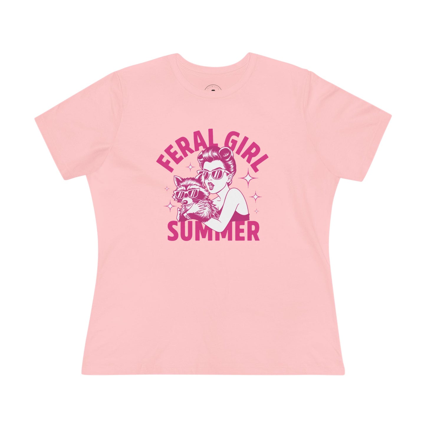 Feral Girl Summer Raccoon Tee – Hot Pink Vintage