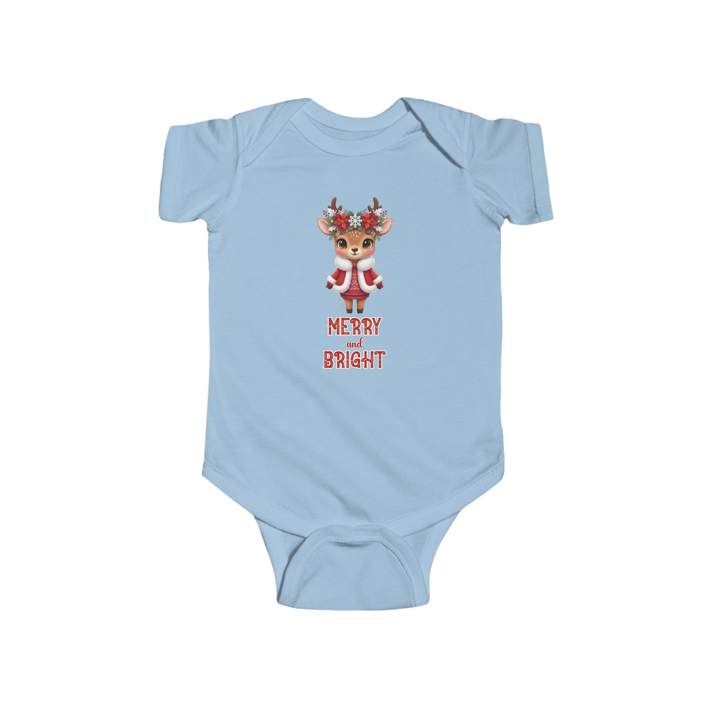 Merry and Bright Baby Reindeer Bodysuit, Merry and Bright Infant Outfit, Christmas Baby Clothes, Newborn Gift, Festive Family Photo