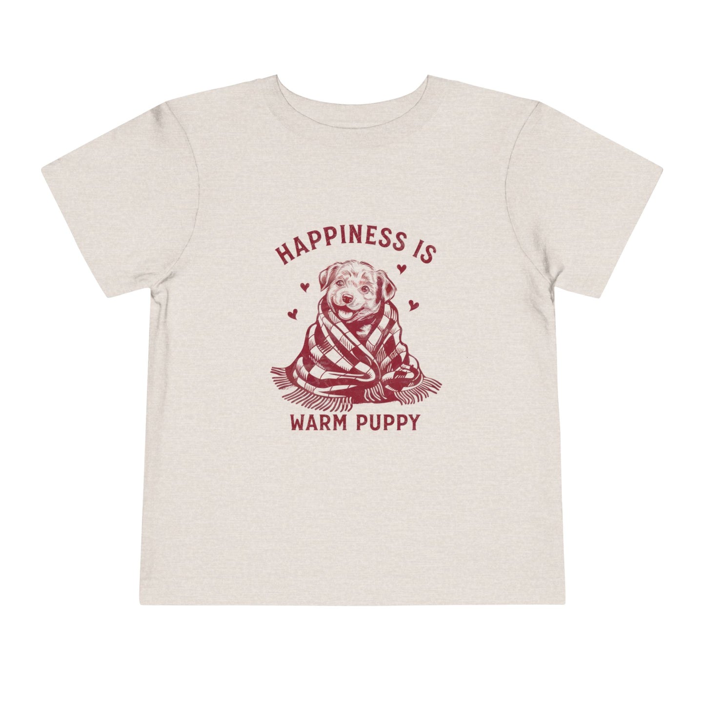 Happiness Is a Warm Puppy Toddler Tee — Retro Puppy in Blanket
