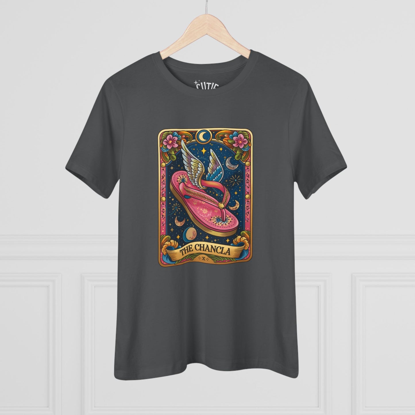 The Chancla Tarot Card Women's Cotton Tee - Boho Funny Winged Sandal Shirt