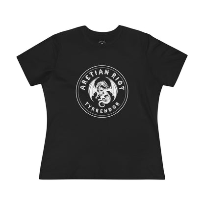 Dragon T-Shirt — 'Aretian Riot Tyrrendör' Dragon Emblem Women's Cotton Tee