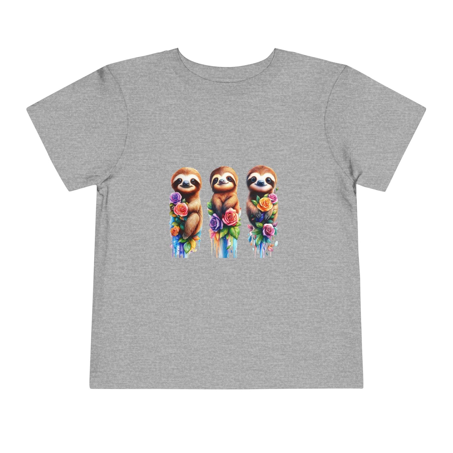 Baby Sloth Toddler Tee - Watercolor Sloth and Flowers for Little Animal Lovers