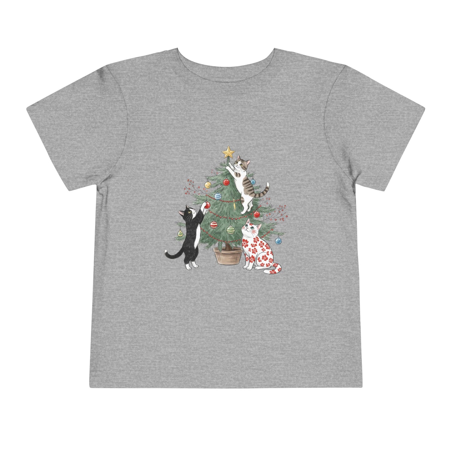 Cat Christmas Tree Tee for Toddlers, Christmas Shirt, Holiday Outfit, Cat Lover Gift, Cute Kids Tee