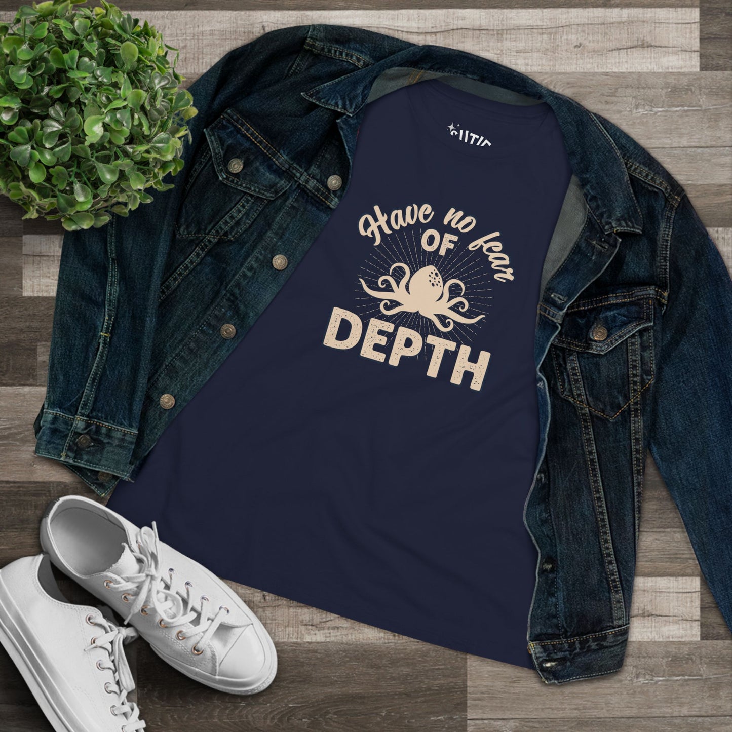 Octopus Women's Cotton Tee, Motivational Graphic T-Shirt for Brave, Strong Women