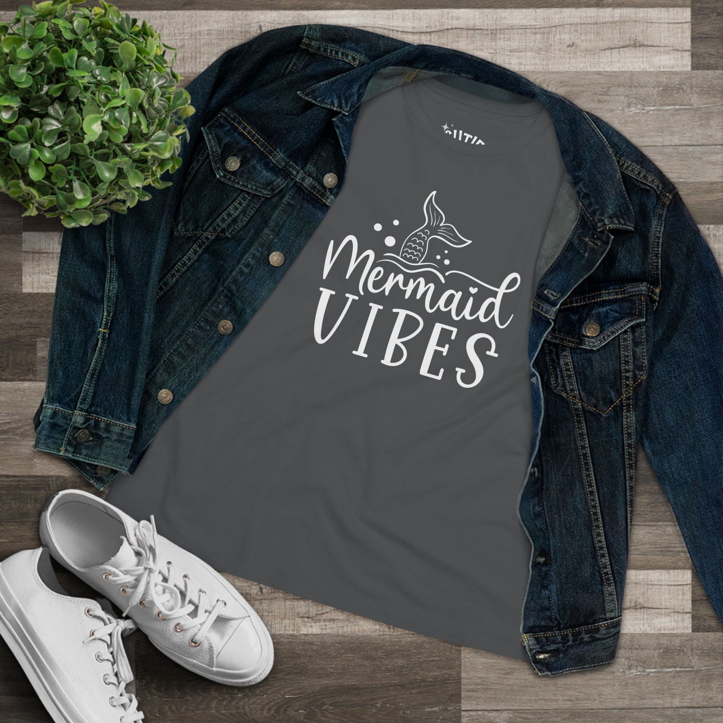 Mermaid Vibes Women's Cotton Tee, Summer Fashion, Beachwear, Gift for Her, Casual Wear, Ocean Lover Shirt