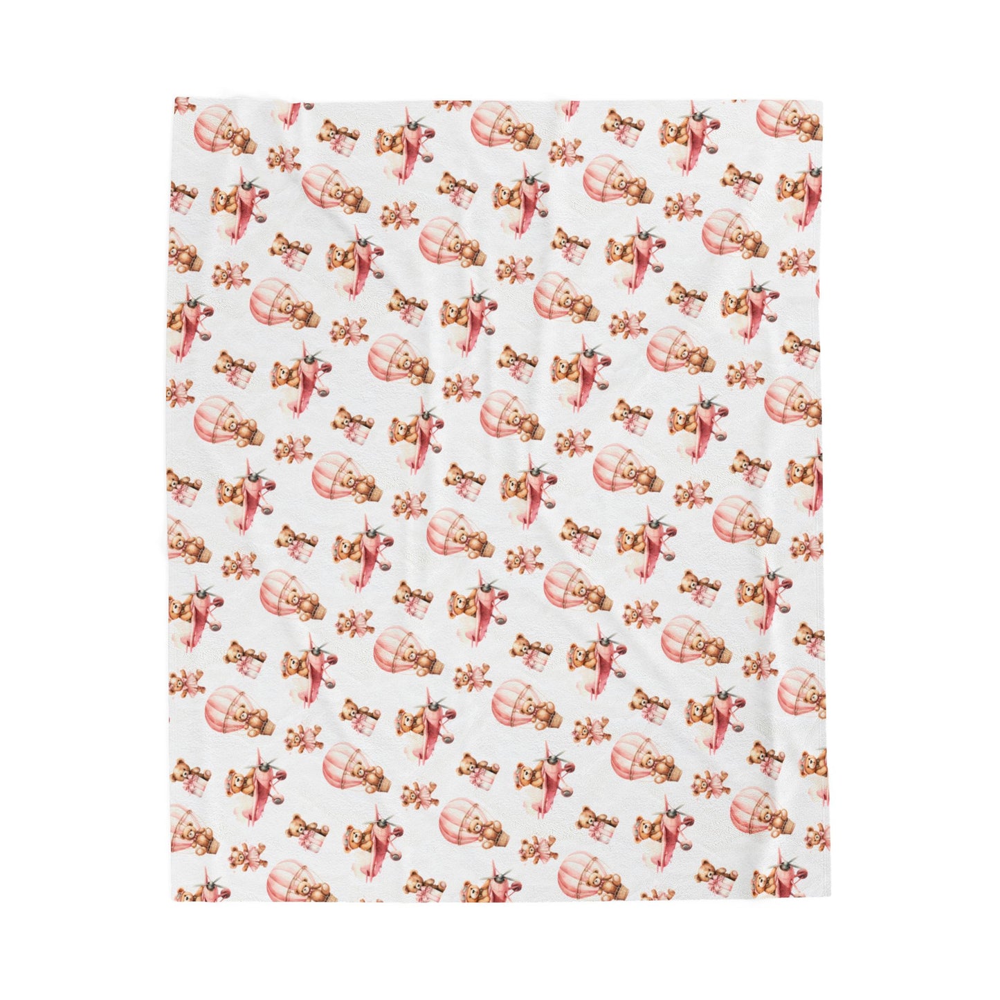 Pink Teddy Bear Pilot Baby Blanket