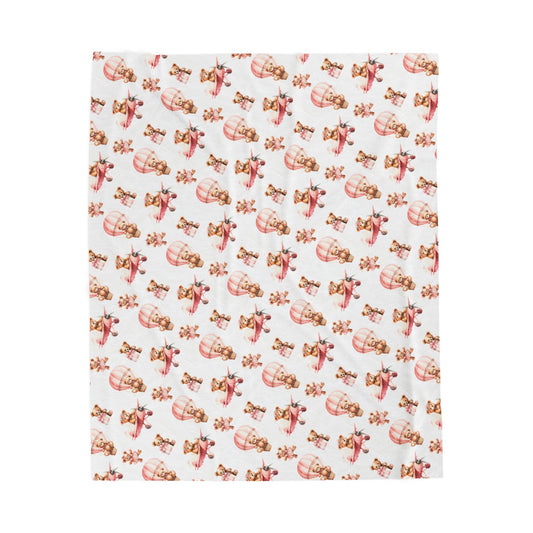 Pink Teddy Bear Pilot Baby Blanket