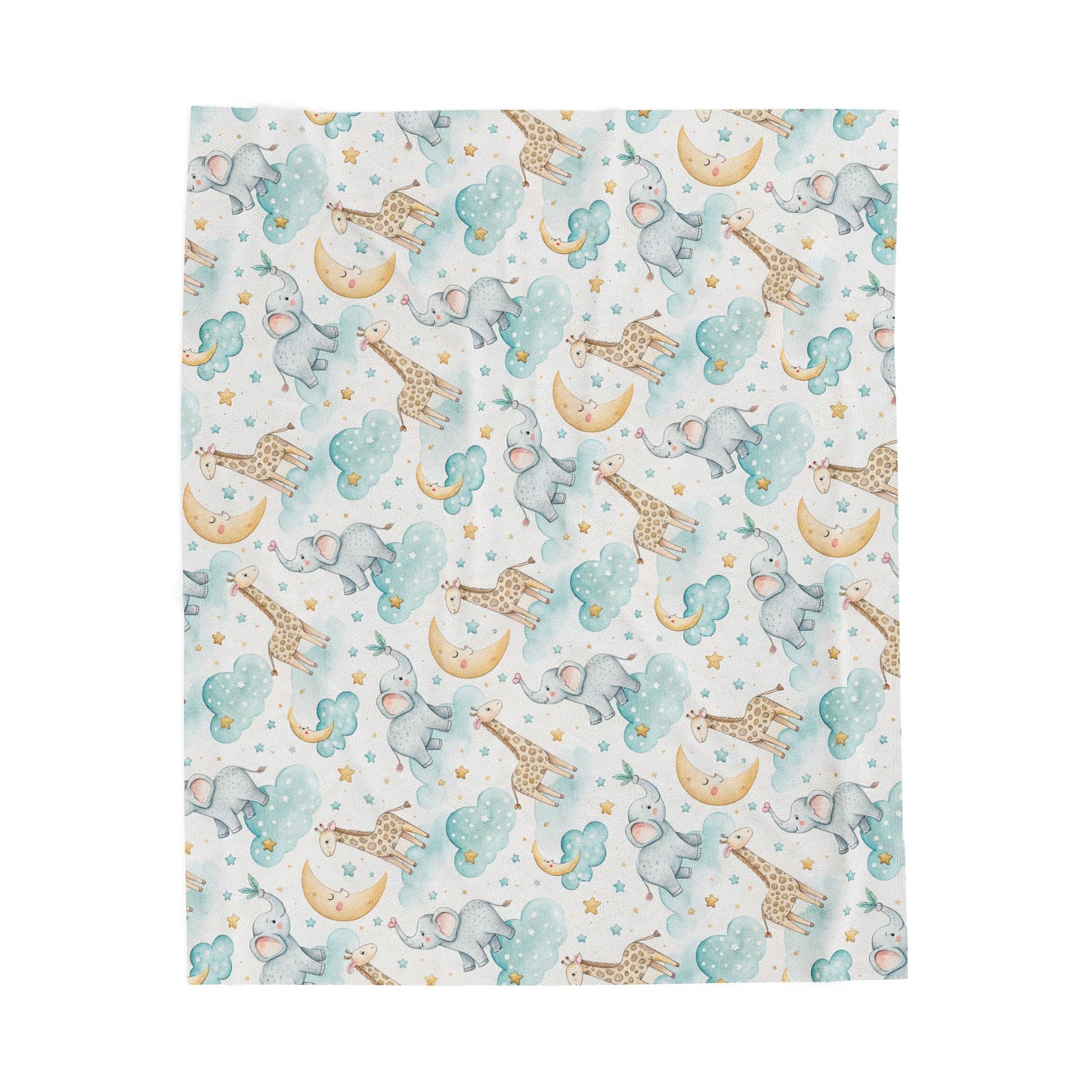 Moon Elephant and Giraffe Baby Blanket