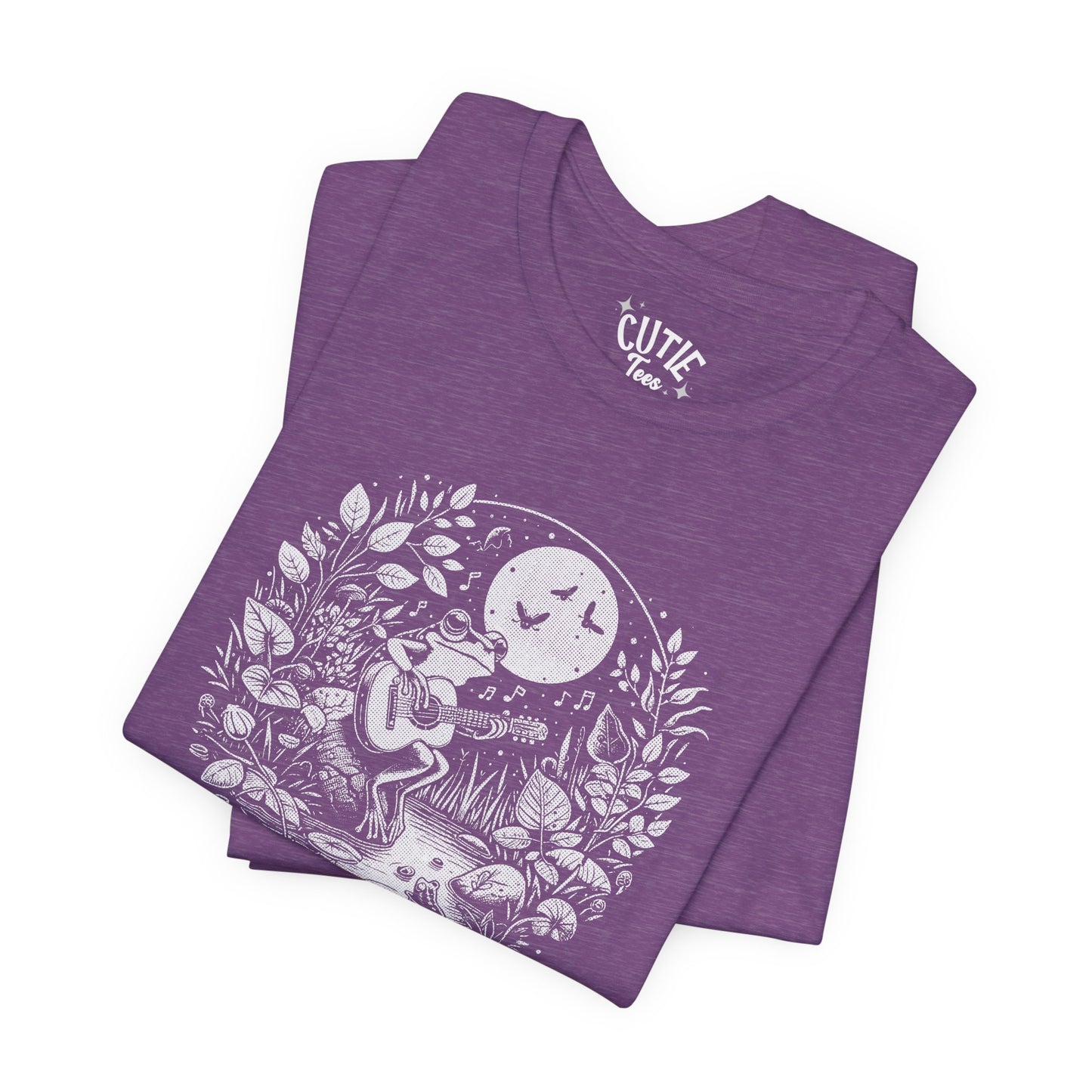 Frog with Guitar Nature Graphic Tee, Unisex Outdoor Shirt, Casual Wear, Gift for Nature Lovers, Music Theme Apparel, Bohemian Style Clothing