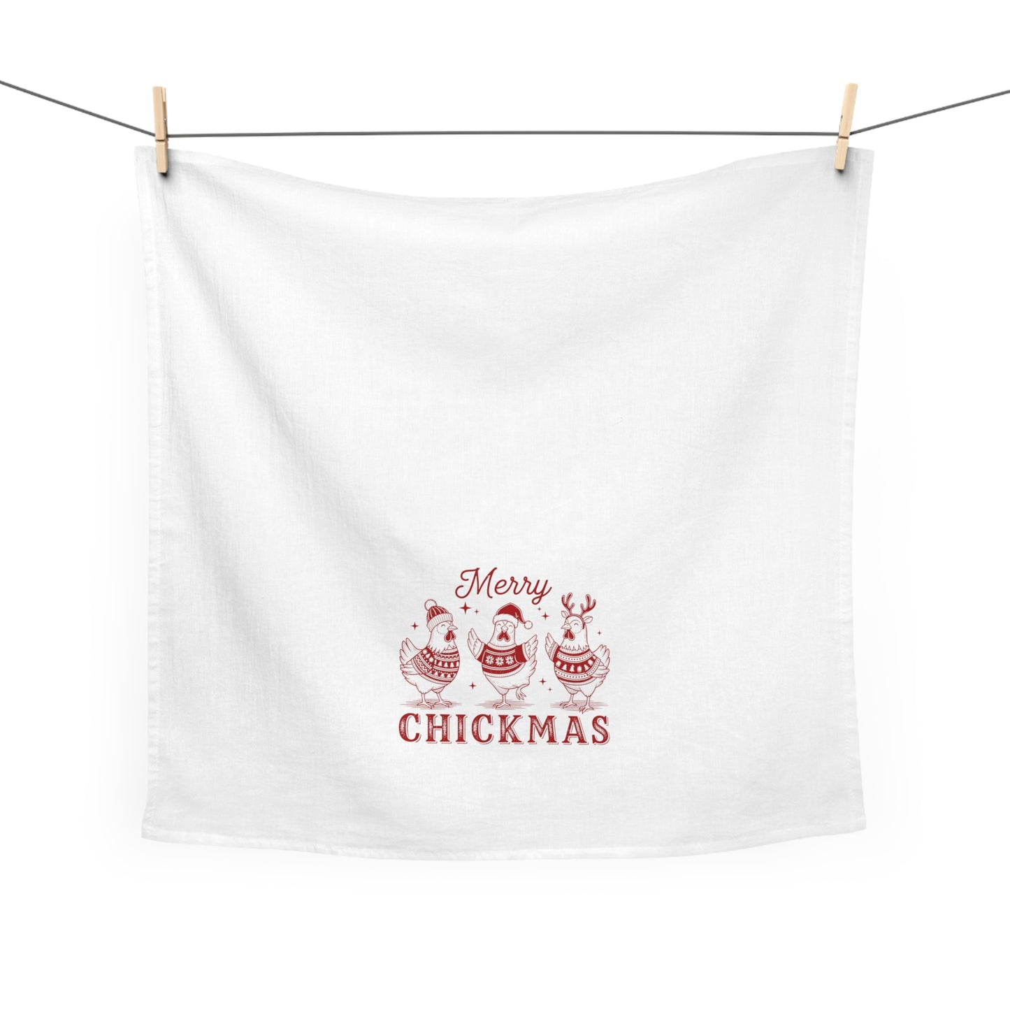 Merry Chickmas Tea Towel - Holiday Chicken Kitchen Towel