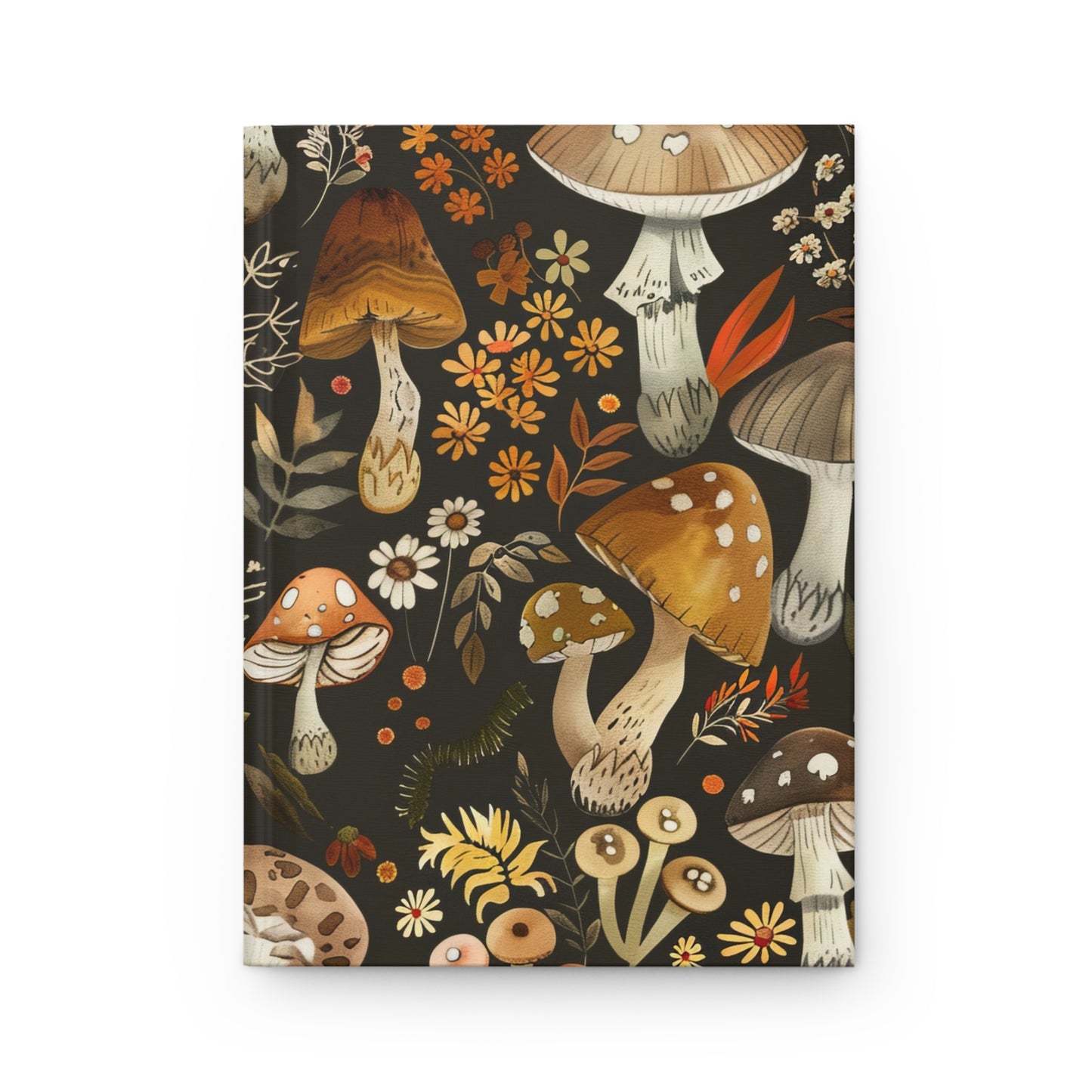Mushroom Pattern Hardcover Journal — Botanical Autumn Notebook