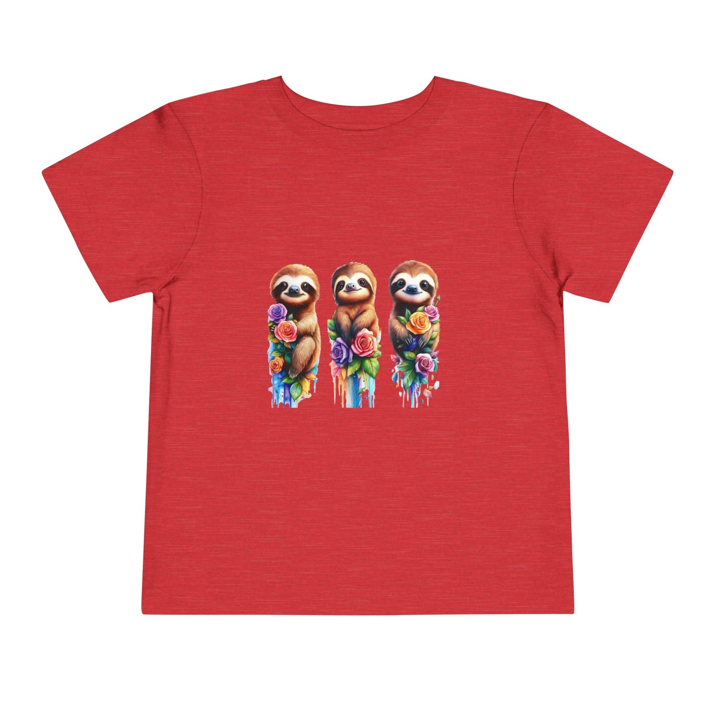 Baby Sloth Toddler Tee - Watercolor Sloth and Flowers for Little Animal Lovers