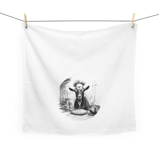 Whimsical Goat Baker Chef Tea Towel, Fun Kitchen Decor, Perfect Gift for Home Cooks, Unique Kitchen Accessories