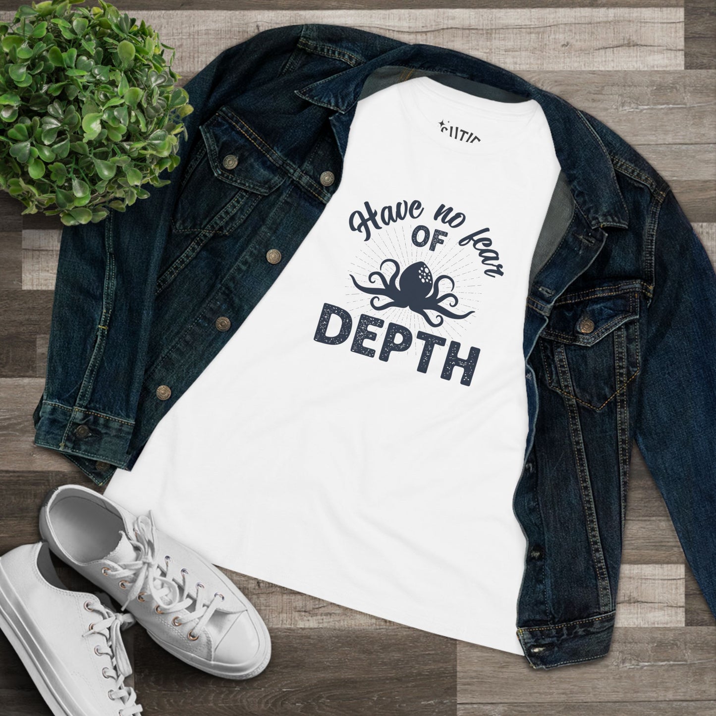 Octopus Women's Cotton Tee, Motivational Graphic T-Shirt for Brave, Strong Women