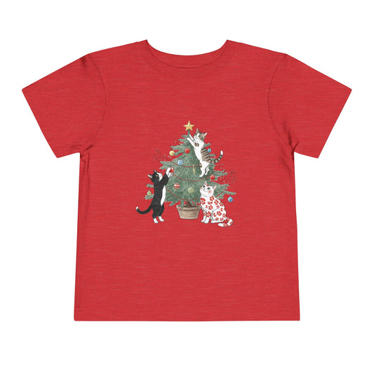 Cat Christmas Tree Tee for Toddlers, Christmas Shirt, Holiday Outfit, Cat Lover Gift, Cute Kids Tee