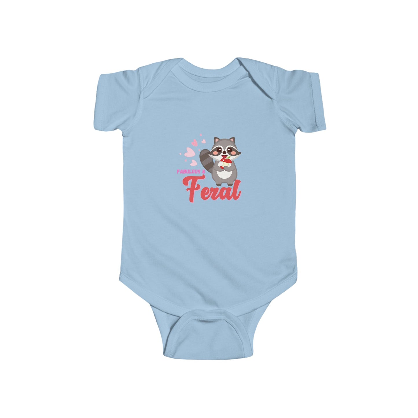 Fabulous and Feral Adorable Infant Bodysuit with Baby Raccoon and Hearts Design | Cute Baby Outfit, Baby Shower Gift, Infant Apparel, Toddler Fashion, Unique Baby Clothing