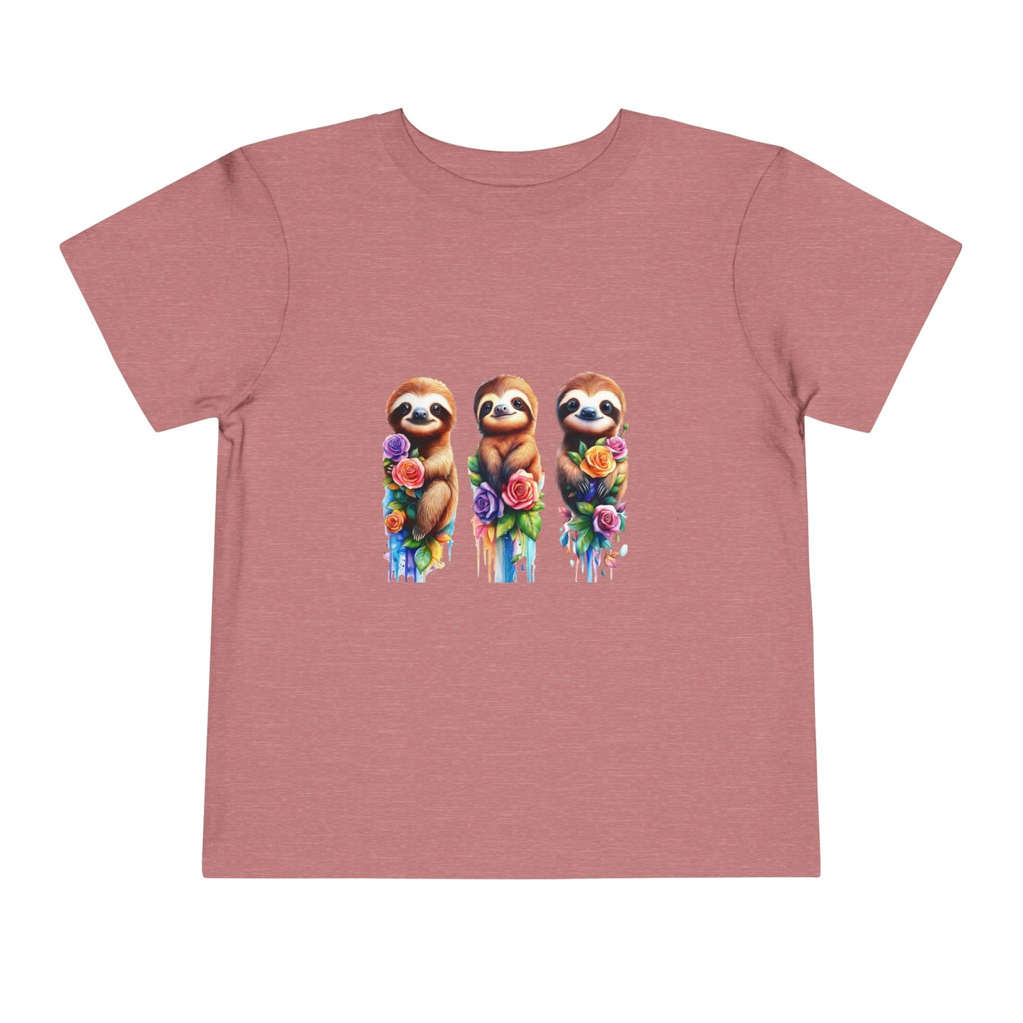 Baby Sloth Toddler Tee - Watercolor Sloth and Flowers for Little Animal Lovers