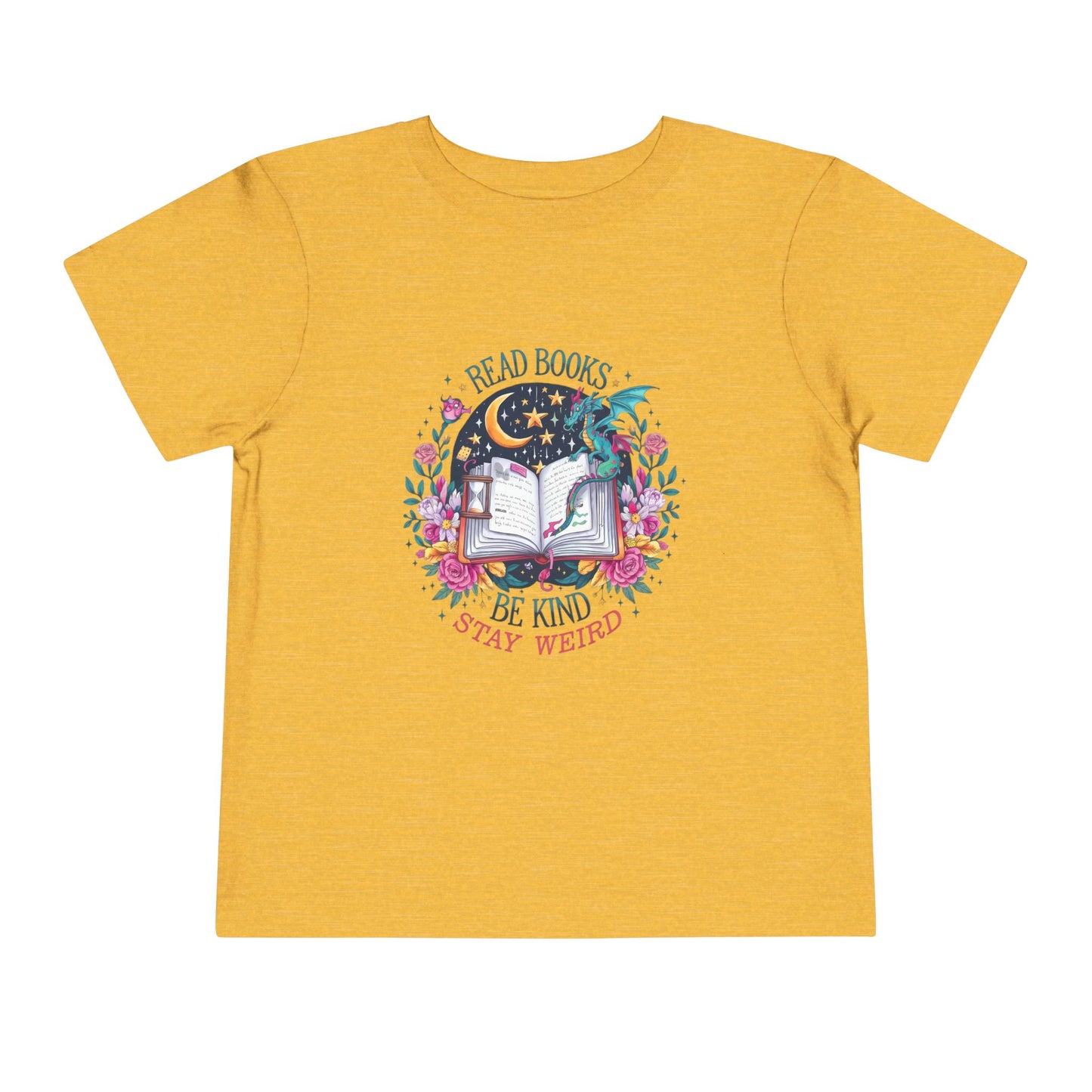 Charming Storybook Toddler T-Shirt "Read Books, Be Kind, Stay Weird"| Cute Kids Tee, Fantasy Gifts, Reading Themed Shirt, Toddler Outfit, Fun Apparel