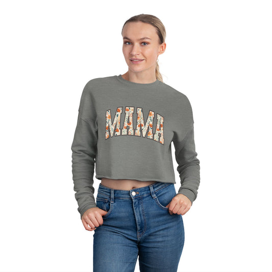 Mama Floral Cropped Sweatshirt — Cozy Rose Pink Mom Gift