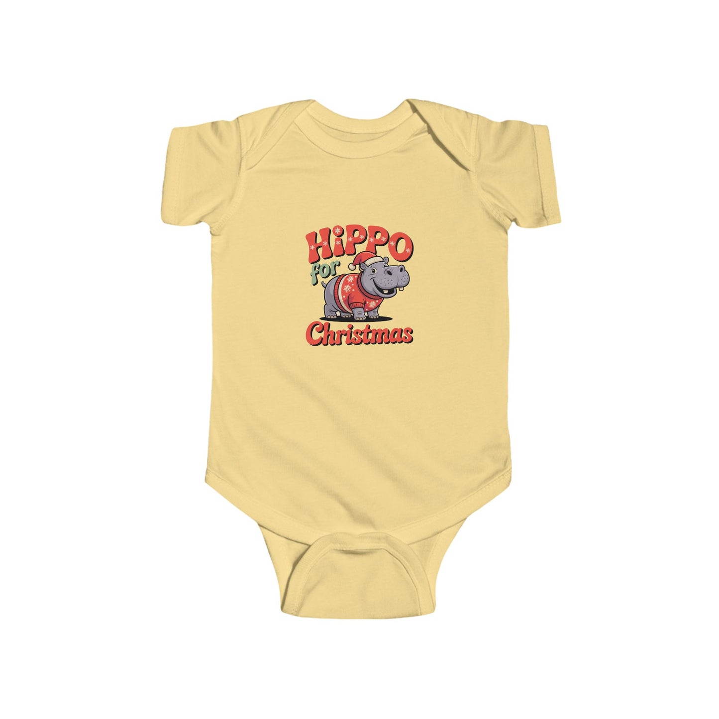 Hippo for Christmas Infant Bodysuit, Holiday Baby Outfit, Xmas Gift for Newborns, Cute Kids Apparel, Baby Shower Present