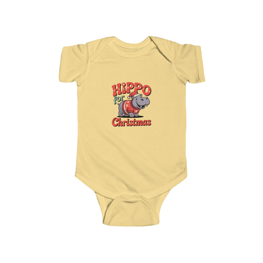 Hippo for Christmas Infant Bodysuit, Holiday Baby Outfit, Xmas Gift for Newborns, Cute Kids Apparel, Baby Shower Present