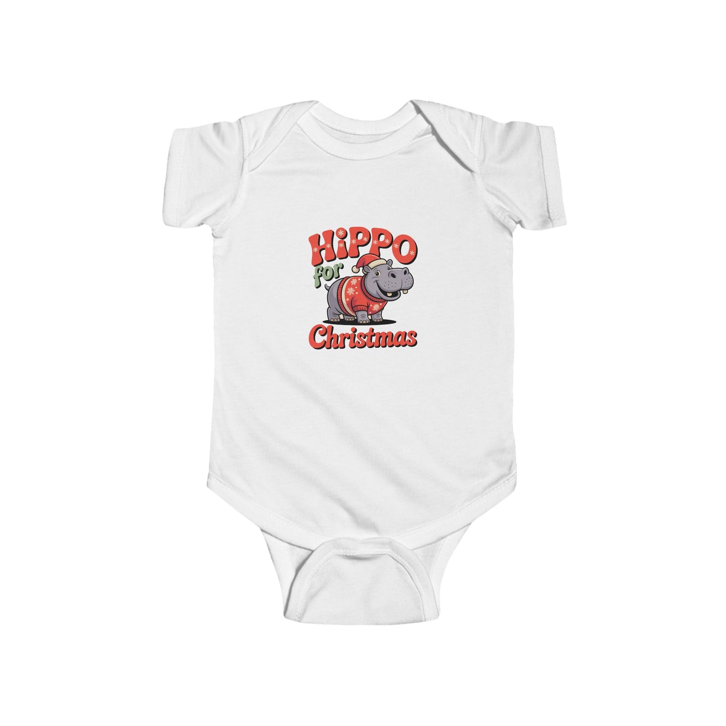Hippo for Christmas Infant Bodysuit, Holiday Baby Outfit, Xmas Gift for Newborns, Cute Kids Apparel, Baby Shower Present