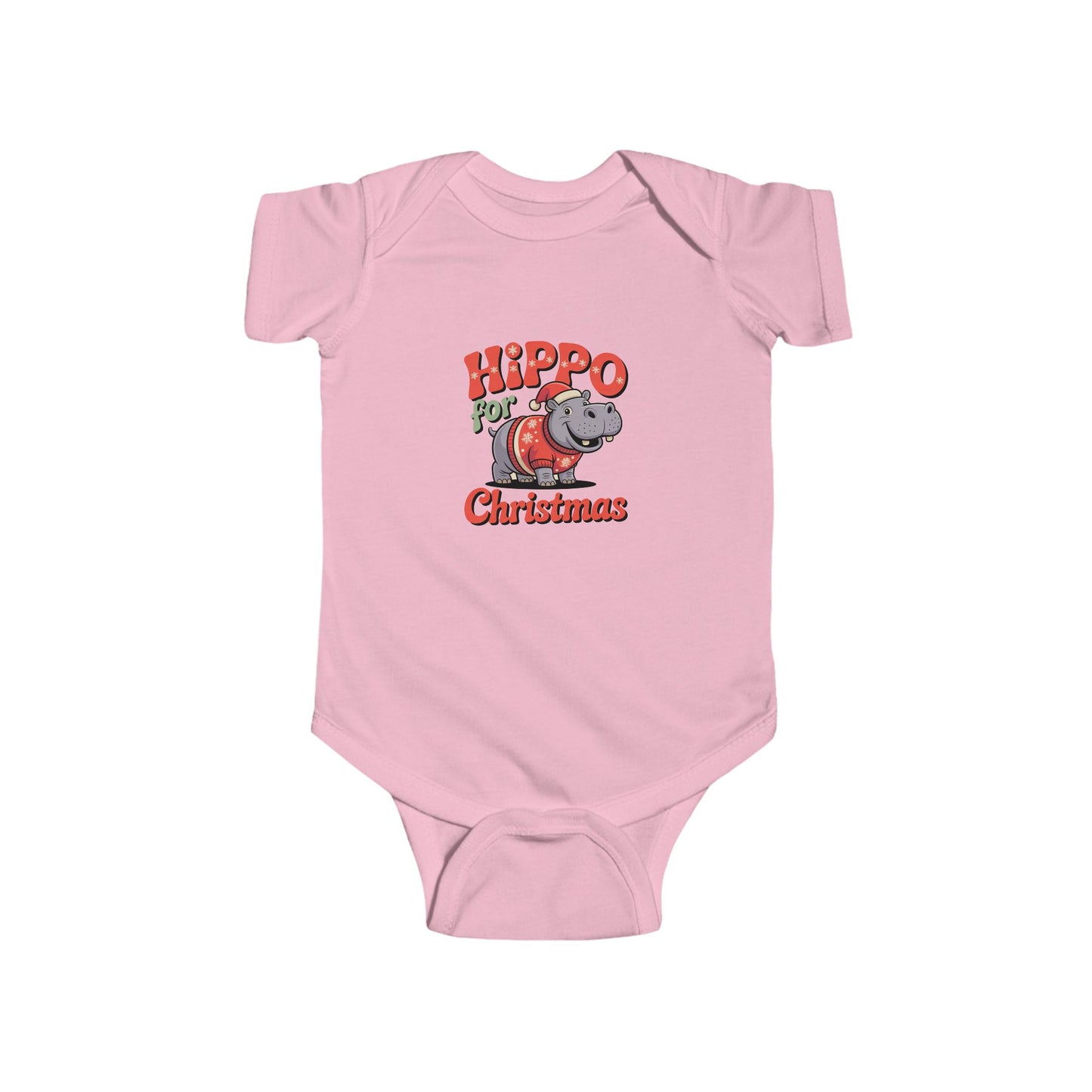 Hippo for Christmas Infant Bodysuit, Holiday Baby Outfit, Xmas Gift for Newborns, Cute Kids Apparel, Baby Shower Present