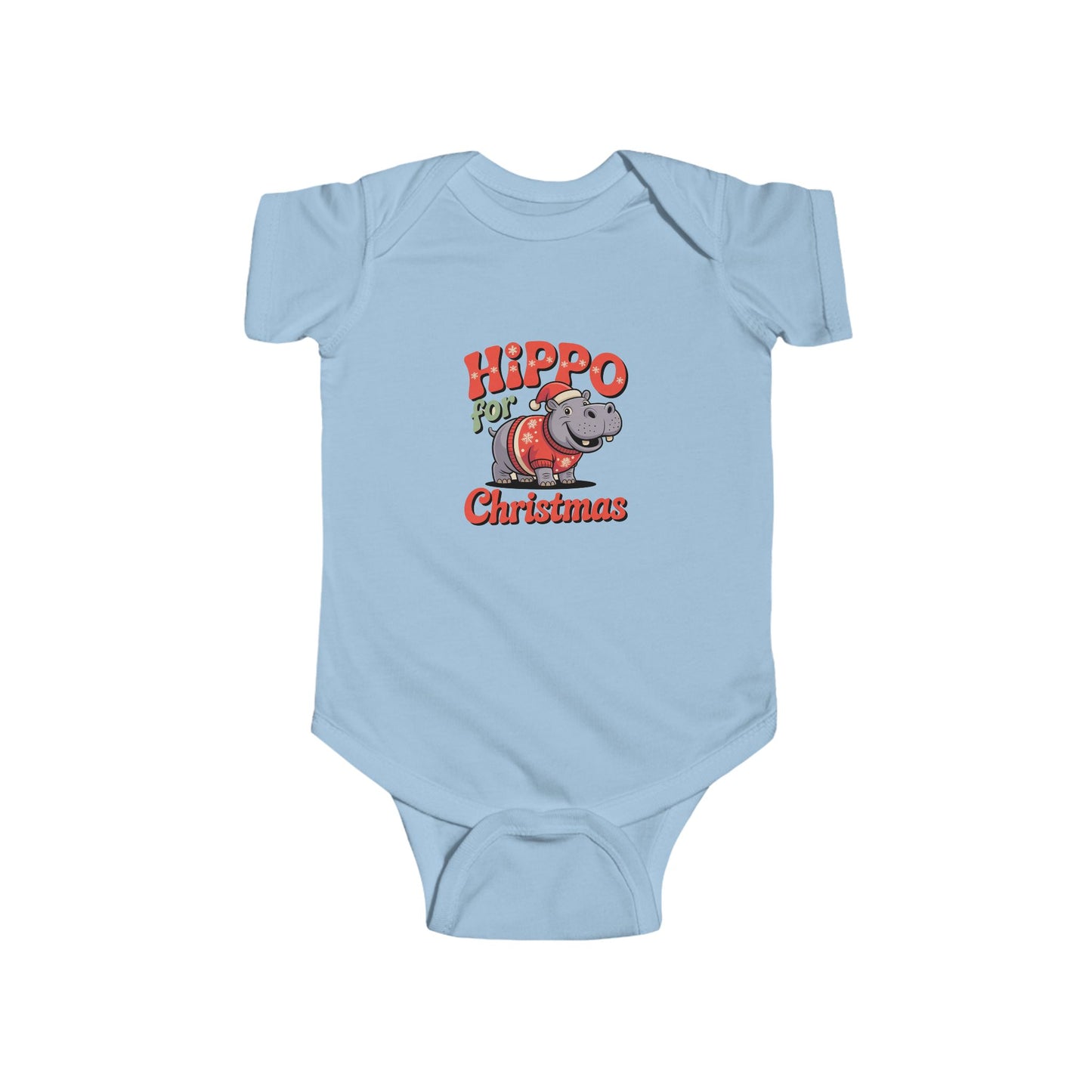 Hippo for Christmas Infant Bodysuit, Holiday Baby Outfit, Xmas Gift for Newborns, Cute Kids Apparel, Baby Shower Present