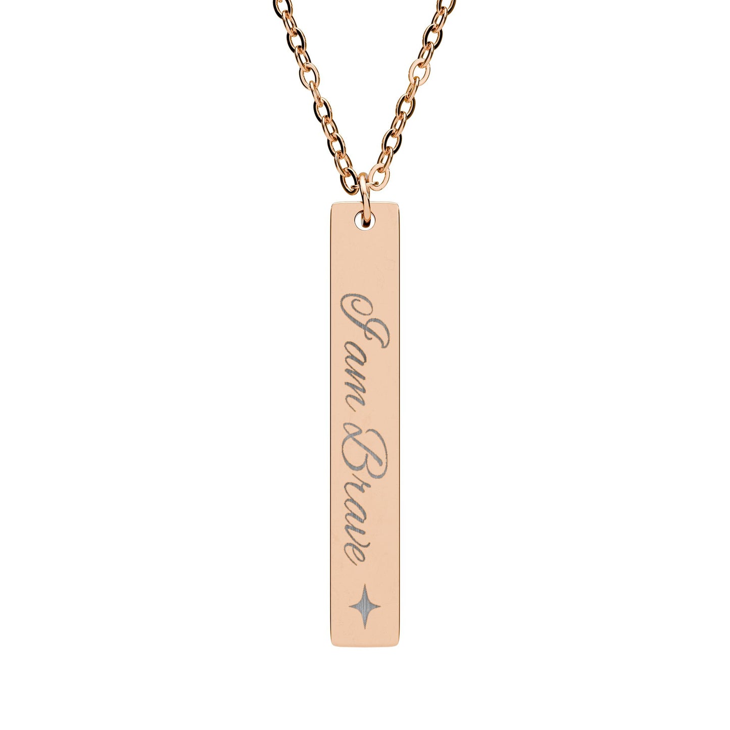 Brave Engraved Vertical Bar Necklace — I am Brave